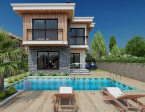 Enhart İnşaat modern müstakil villa projesi ve yüzme havuzu